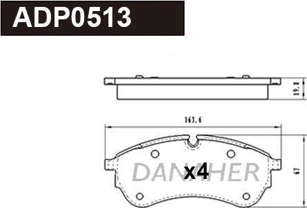 Danaher ADP0513 - Гальмівні колодки, дискові гальма autozip.com.ua