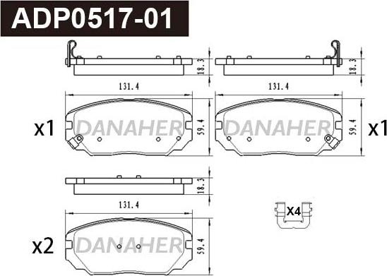 Danaher ADP0517-01 - Гальмівні колодки, дискові гальма autozip.com.ua