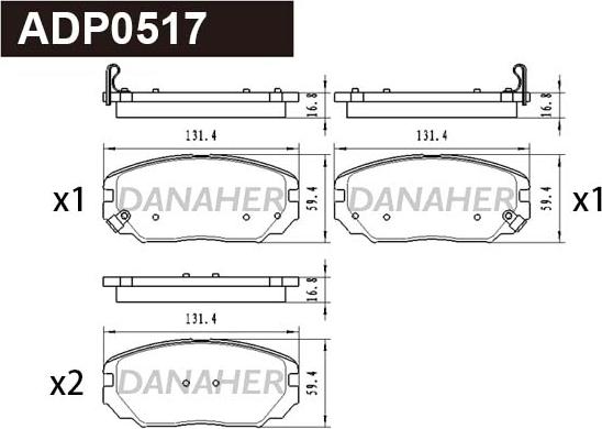 Danaher ADP0517 - Гальмівні колодки, дискові гальма autozip.com.ua