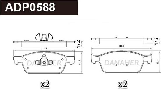 Danaher ADP0588 - Гальмівні колодки, дискові гальма autozip.com.ua