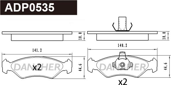 Danaher ADP0535 - Гальмівні колодки, дискові гальма autozip.com.ua