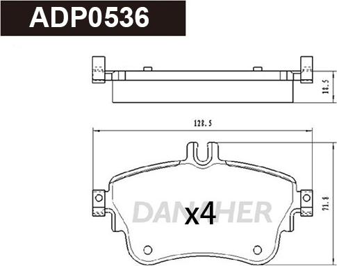 Danaher ADP0536 - Гальмівні колодки, дискові гальма autozip.com.ua