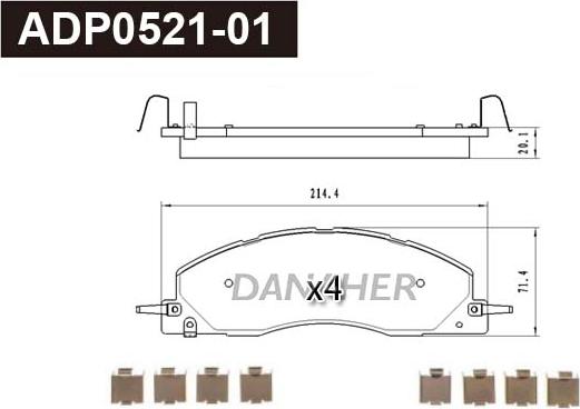 Danaher ADP0521-01 - Гальмівні колодки, дискові гальма autozip.com.ua