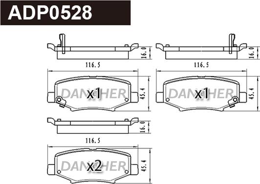 Danaher ADP0528 - Гальмівні колодки, дискові гальма autozip.com.ua