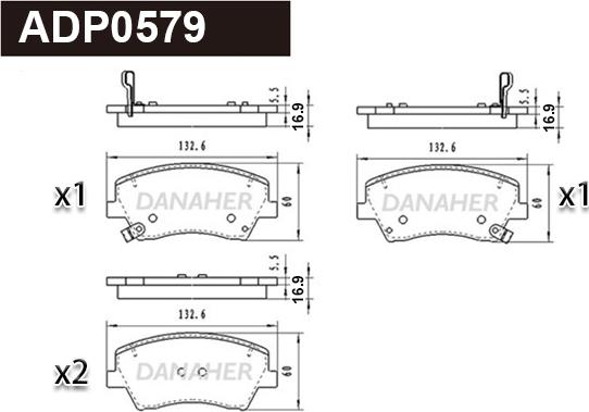 Danaher ADP0579 - Гальмівні колодки, дискові гальма autozip.com.ua