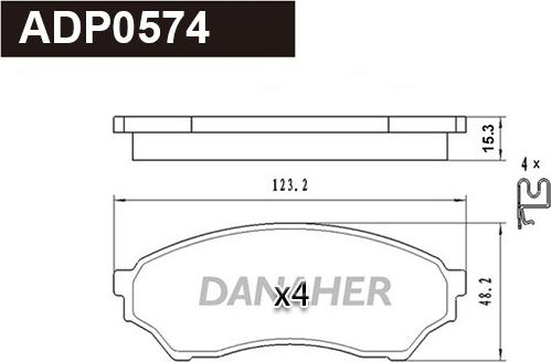 Danaher ADP0574 - Гальмівні колодки, дискові гальма autozip.com.ua