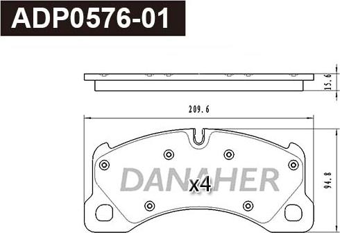 Danaher ADP0576-01 - Гальмівні колодки, дискові гальма autozip.com.ua