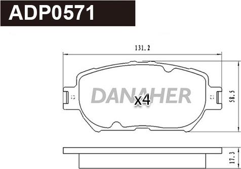 Danaher ADP0571 - Гальмівні колодки, дискові гальма autozip.com.ua