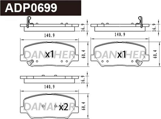 Danaher ADP0699 - Гальмівні колодки, дискові гальма autozip.com.ua