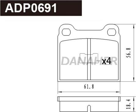 Danaher ADP0691 - Гальмівні колодки, дискові гальма autozip.com.ua