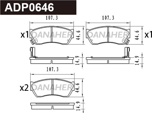 Danaher ADP0646 - Гальмівні колодки, дискові гальма autozip.com.ua