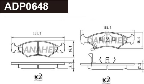 Danaher ADP0648 - Гальмівні колодки, дискові гальма autozip.com.ua