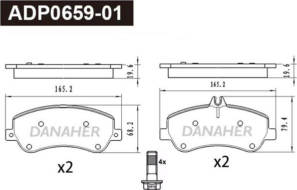 Danaher ADP0659-01 - Гальмівні колодки, дискові гальма autozip.com.ua