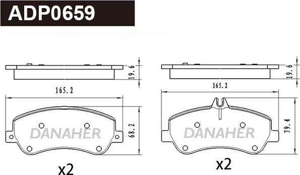 Danaher ADP0659 - Гальмівні колодки, дискові гальма autozip.com.ua