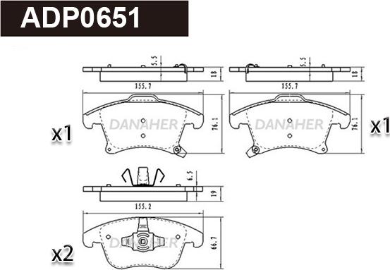 Danaher ADP0651 - Гальмівні колодки, дискові гальма autozip.com.ua