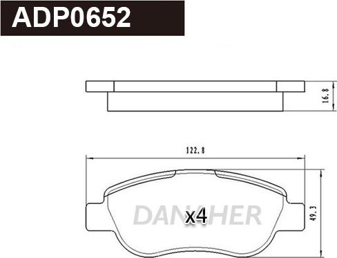 Danaher ADP0652 - Гальмівні колодки, дискові гальма autozip.com.ua