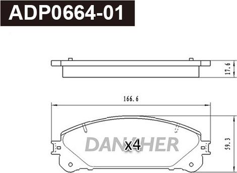 Danaher ADP0664-01 - Гальмівні колодки, дискові гальма autozip.com.ua