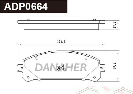 Danaher ADP0664 - Гальмівні колодки, дискові гальма autozip.com.ua