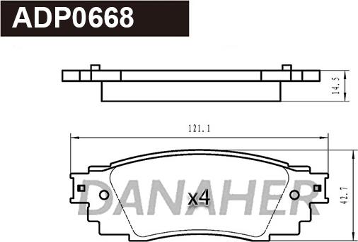 Danaher ADP0668 - Гальмівні колодки, дискові гальма autozip.com.ua