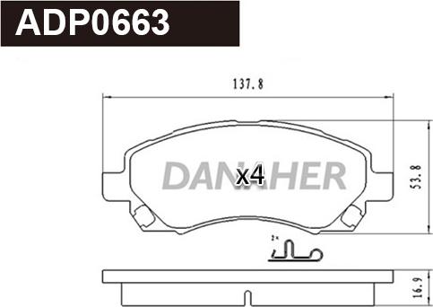 Danaher ADP0663 - Гальмівні колодки, дискові гальма autozip.com.ua