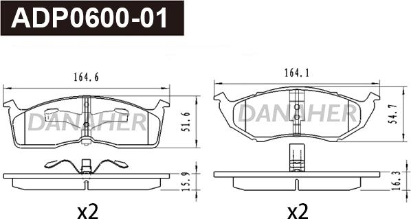 Danaher ADP0600-01 - Гальмівні колодки, дискові гальма autozip.com.ua