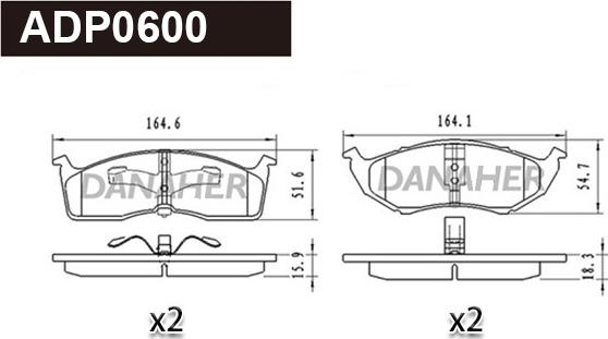 Danaher ADP0600 - Гальмівні колодки, дискові гальма autozip.com.ua