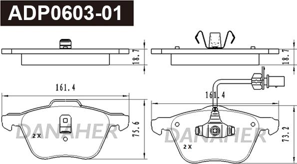 Danaher ADP0603-01 - Гальмівні колодки, дискові гальма autozip.com.ua