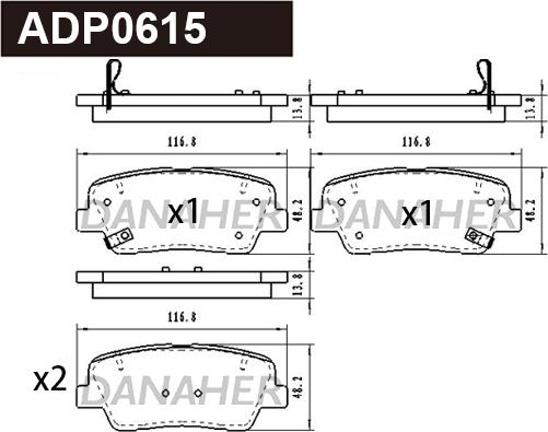 Danaher ADP0615 - Гальмівні колодки, дискові гальма autozip.com.ua