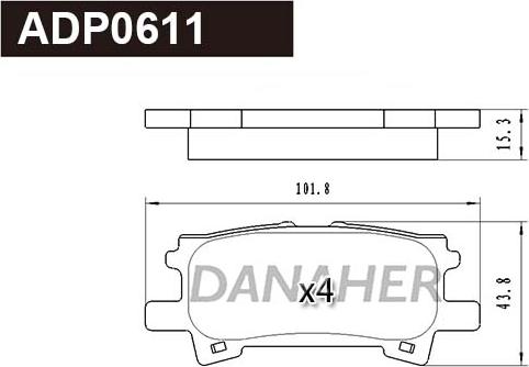 Danaher ADP0611 - Гальмівні колодки, дискові гальма autozip.com.ua