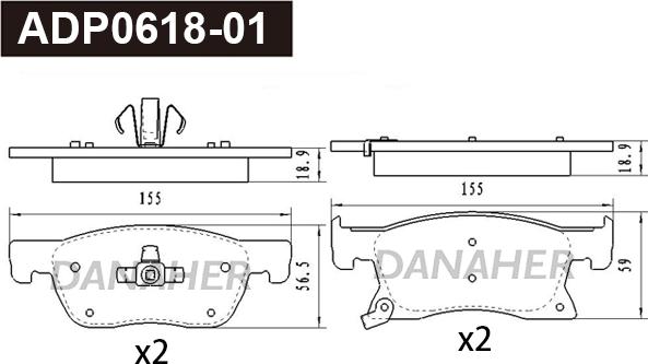 Danaher ADP0618-01 - Гальмівні колодки, дискові гальма autozip.com.ua