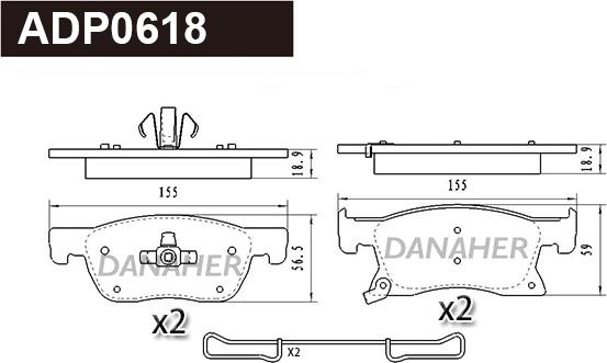 Danaher ADP0618 - Гальмівні колодки, дискові гальма autozip.com.ua