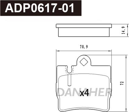 Danaher ADP0617-01 - Гальмівні колодки, дискові гальма autozip.com.ua