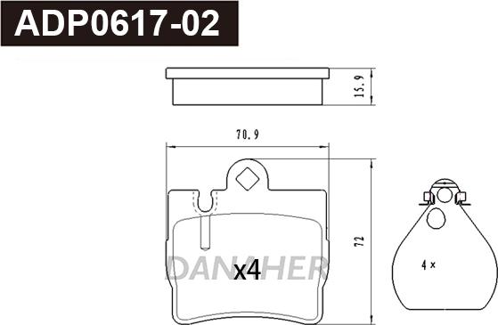 Danaher ADP0617-02 - Гальмівні колодки, дискові гальма autozip.com.ua