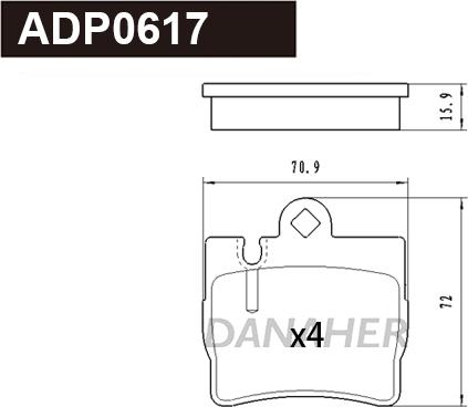Danaher ADP0617 - Гальмівні колодки, дискові гальма autozip.com.ua