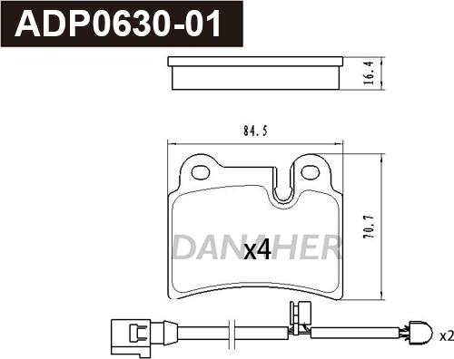 Danaher ADP0630-01 - Гальмівні колодки, дискові гальма autozip.com.ua