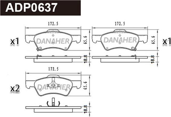 Danaher ADP0637 - Гальмівні колодки, дискові гальма autozip.com.ua