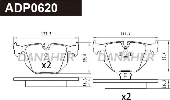 Danaher ADP0620 - Гальмівні колодки, дискові гальма autozip.com.ua