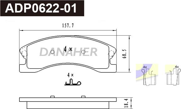 Danaher ADP0622-01 - Гальмівні колодки, дискові гальма autozip.com.ua