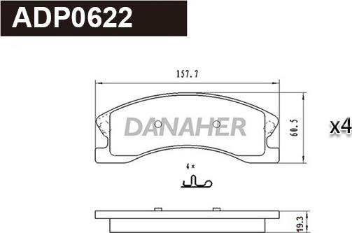 Danaher ADP0622 - Гальмівні колодки, дискові гальма autozip.com.ua