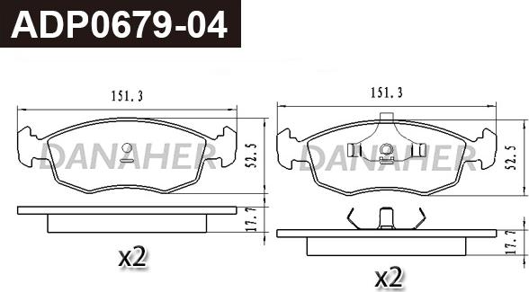 Danaher ADP0679-04 - Гальмівні колодки, дискові гальма autozip.com.ua