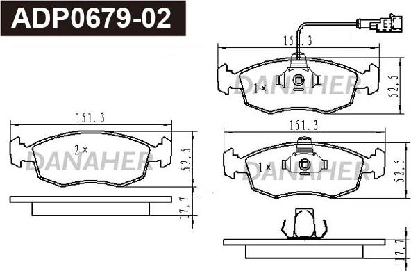 Danaher ADP0679-02 - Гальмівні колодки, дискові гальма autozip.com.ua