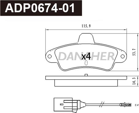 Danaher ADP0674-01 - Гальмівні колодки, дискові гальма autozip.com.ua