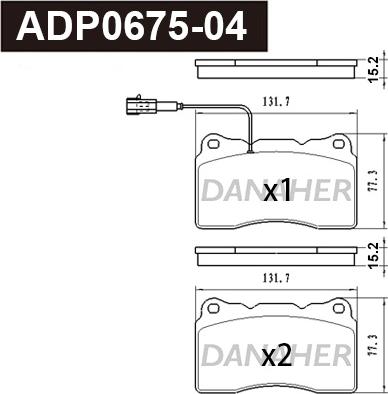 Danaher ADP0675-04 - Гальмівні колодки, дискові гальма autozip.com.ua