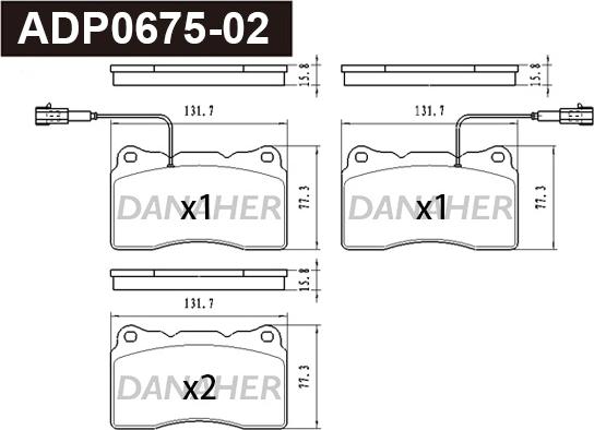 Danaher ADP0675-02 - Гальмівні колодки, дискові гальма autozip.com.ua