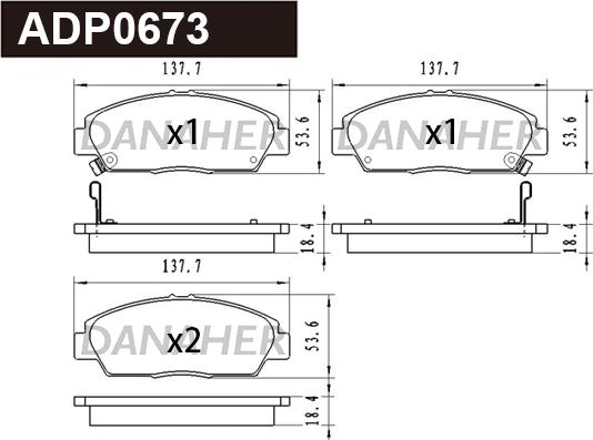 Danaher ADP0673 - Гальмівні колодки, дискові гальма autozip.com.ua