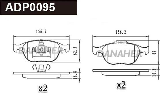 Danaher ADP0095 - Гальмівні колодки, дискові гальма autozip.com.ua