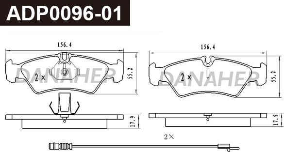 Danaher ADP0096-01 - Гальмівні колодки, дискові гальма autozip.com.ua