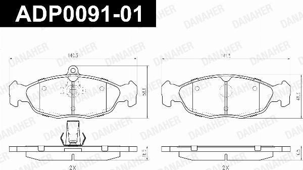 Danaher ADP0091-01 - Гальмівні колодки, дискові гальма autozip.com.ua