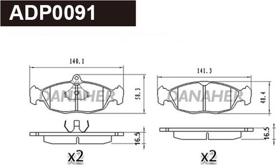 Danaher ADP0091 - Гальмівні колодки, дискові гальма autozip.com.ua