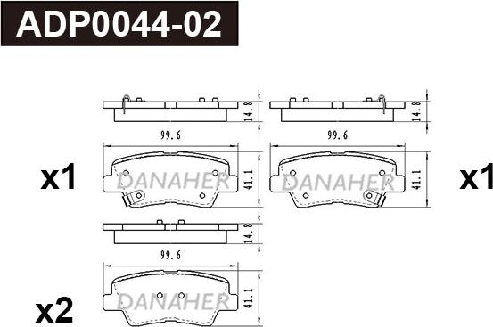 Danaher ADP0044-02 - Гальмівні колодки, дискові гальма autozip.com.ua